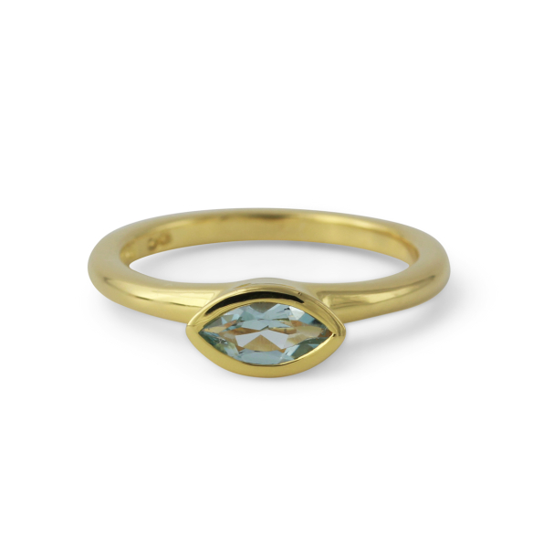 Silberring mit 8x4mm Topas, 18ct vergoldet