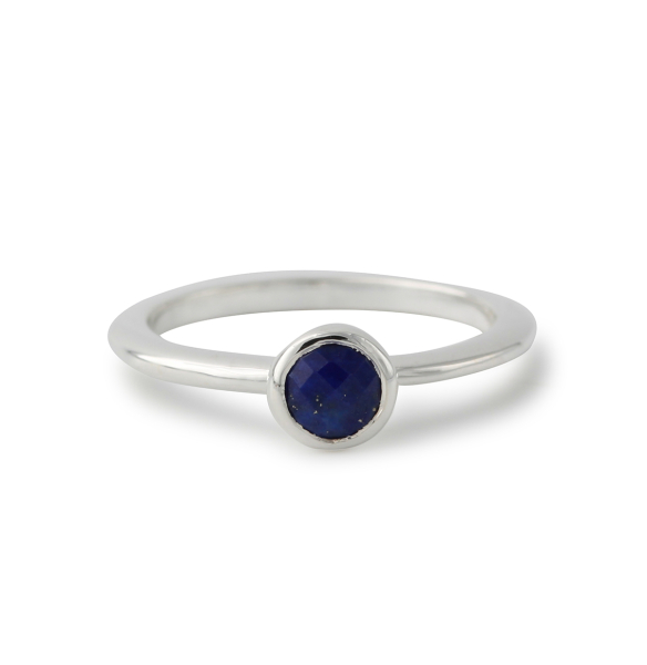 Silberring "Fine flat" mit Lapis 5mm