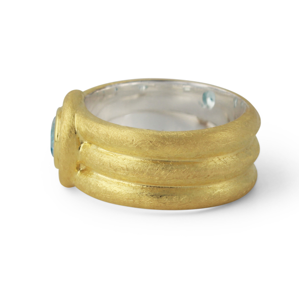 Silberring mit 6mm Peridot, 18ct vergoldet